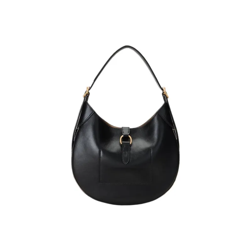 Polo Ralph Lauren Polo ID Cow Leather One Shoulder Handbag Crossbody Bag Small Size Women's Black-2