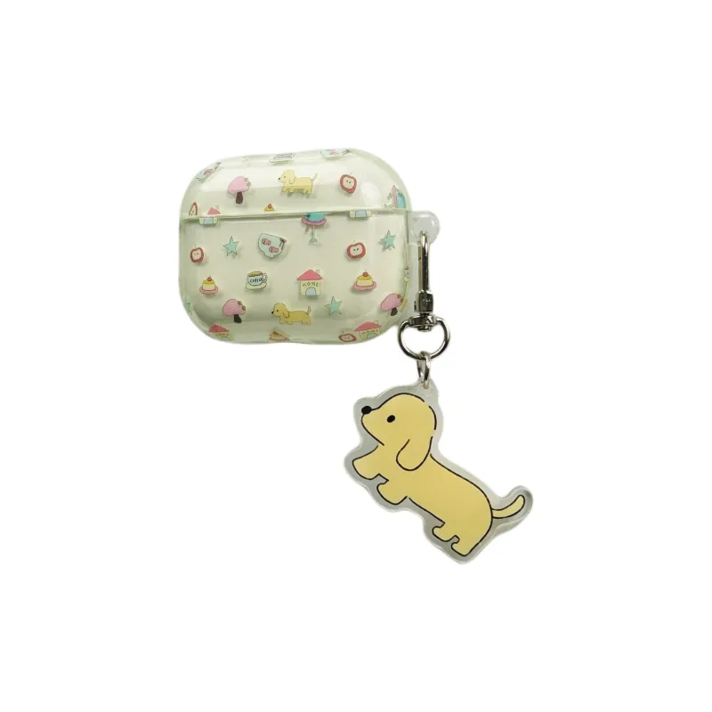 Compatibility With Apple AirPods 4/2/3/4th Generation/AirPods Pro/Pro 2 TPU Transparent Puppy Pendant Headphone Cases-2