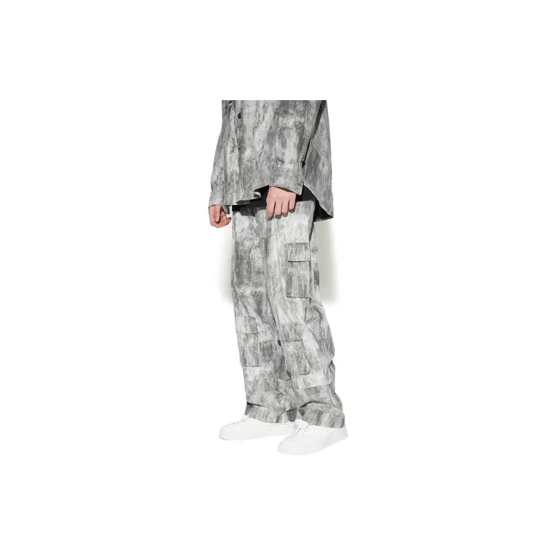 VANN VALRENCÉ Casual Pants Unisex Distressed Gray-2