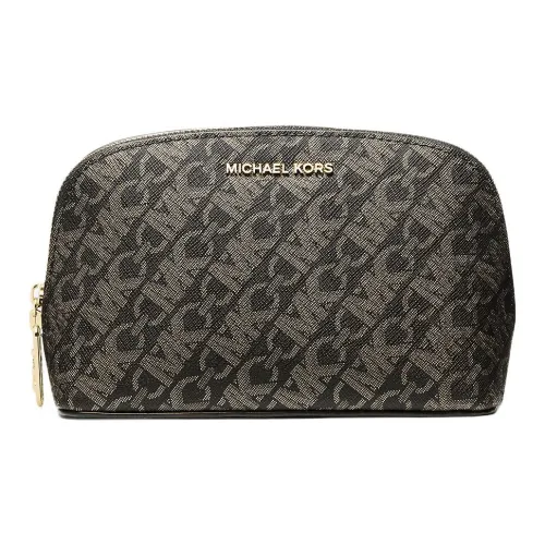 MICHAEL KORS Coated Canvas Clutch Small Size Women's Black & Gold