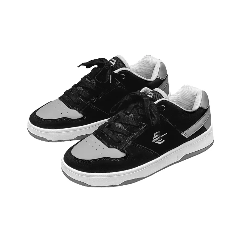 Sharp Crowds Slip Resistant Cushioning Impact Resistance Wear Resistant Low Top Skateboard Shoes Unisex Black Gray-2