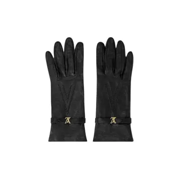 LOUIS VUITTON Lambskin Gloves Women's Black