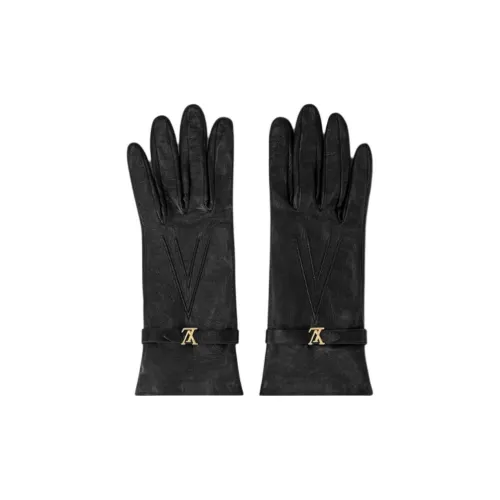 LOUIS VUITTON Lambskin Gloves Women's Black