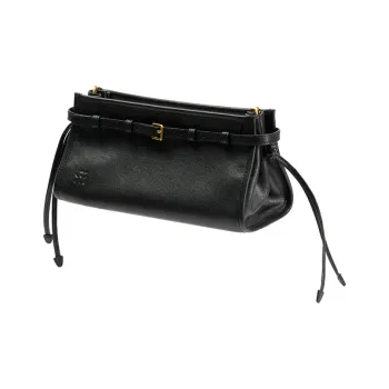SUPERMERCY Vegetable Tanned Cow Leather Boston Bag Shoulder Bag Crossbody Bag Medium Size Women's Ink Black