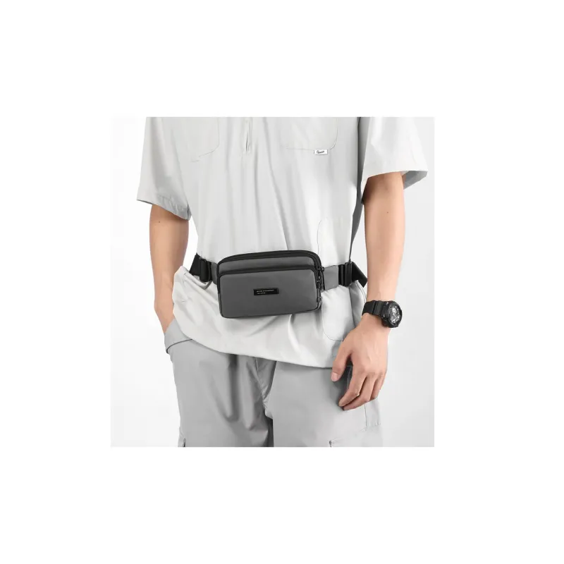 Yalu Nylon Fabric Shoulder Bag, Crossbody Bag, Fanny Pack Regular Men's Gray/Black/Dark Blue-1