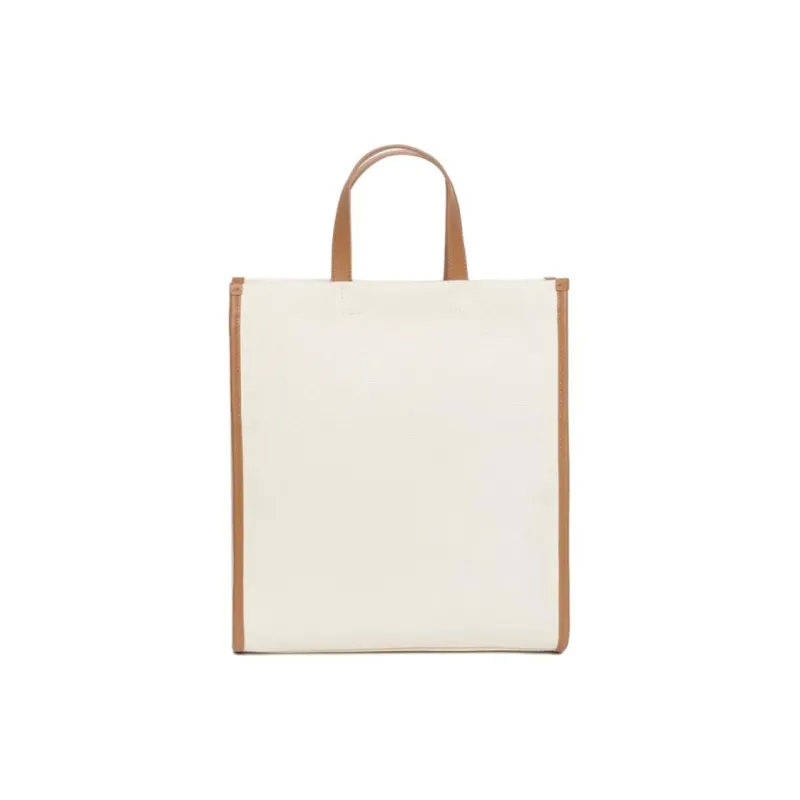 LACOSTE Cotton Tote Bag Shopping Bag Shoulder Bag Crossbody Bag Handbag Women's Beige & Brown-3