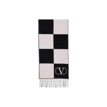 Valentino Pure Wool Knit Scarves Unisex Black And Pink
