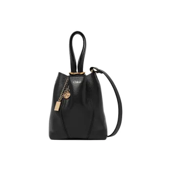 Chloé Spin Tote Bag Grained Leather Women's Black