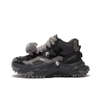 FILA FUSION BIANCO Anti Slip Wear Resistant Mid Top Casual Shoes Women's Gray Black