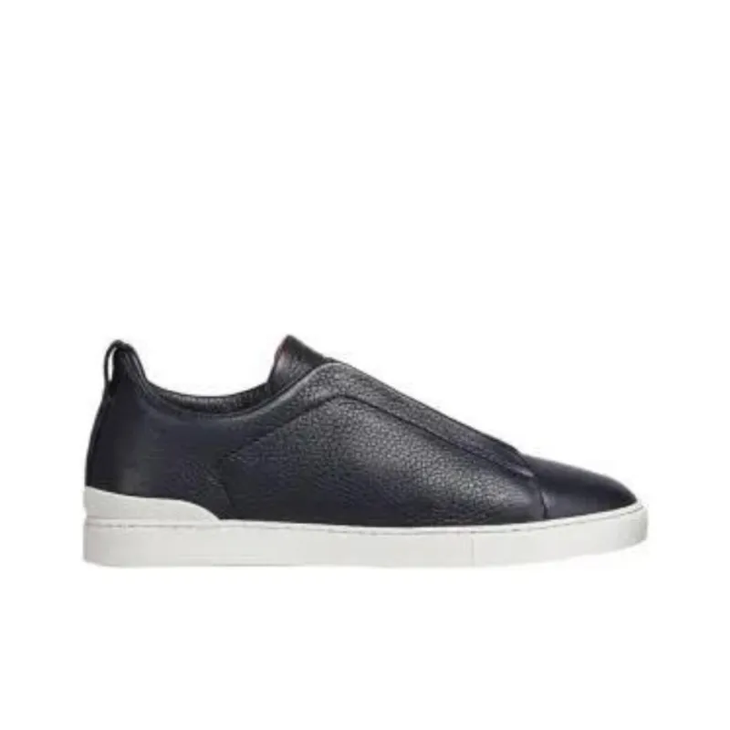 Zegna Triple Stitch Low Top Stylish Skateboarding Shoes Men's Dark Blue-1