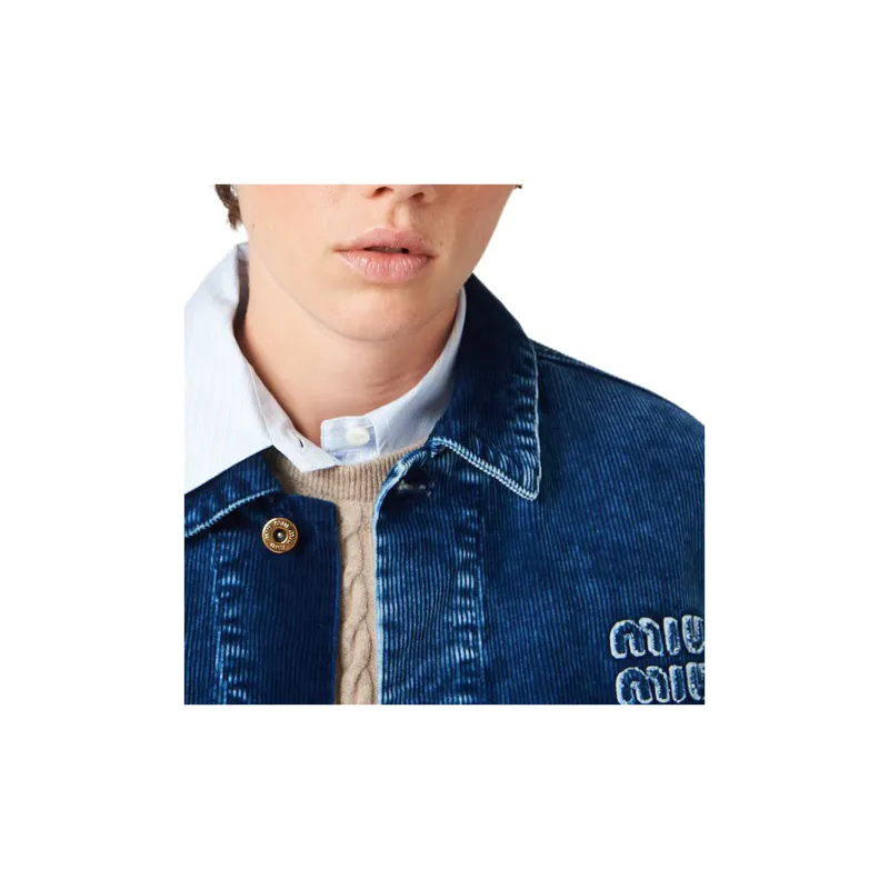 MIU MIU Denim Jackets Women's Blue-5