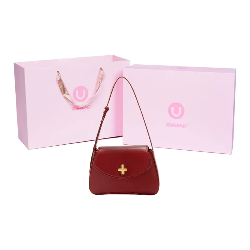 ZAVC PU Shoulder Bag Regular Small Size Women's Coffee/Mocha/Modern Black/Cherry Red-13