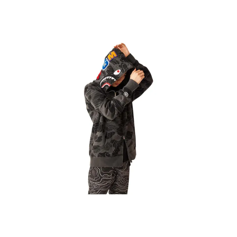 Bape Layered Line Camo Shark Full Zip Hoodie-4