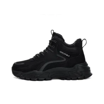 JEEP SPIRIT Anti Slip Wear Resistant Impact Resistant Lightweight Warm Rebound High Top Outdoor Shoes Men's Black