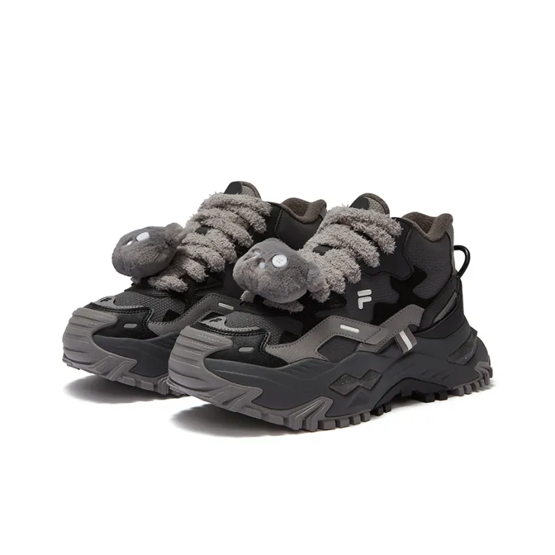 FILA FUSION BIANCO Anti Slip Wear Resistant Mid Top Casual Shoes Women's Gray Black-1