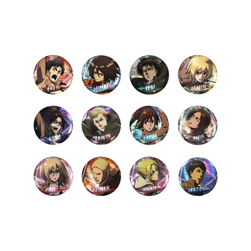BOOM COMIC Attack On Titan Season 3 Main Character, Badge, Levi Allen Mikasa Badges-12