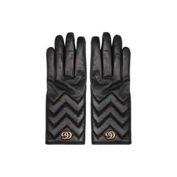 GUCCI Lambskin Other Gloves Unisex Black