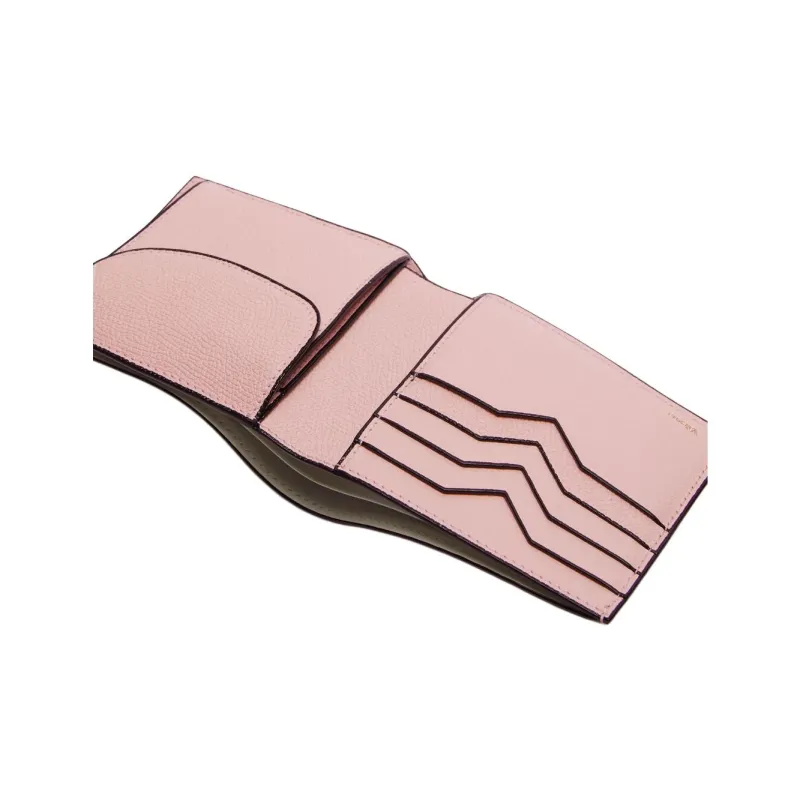 Valextra Millepunte Calfskin Coin Purse Wallet Women's Peony Pink-3