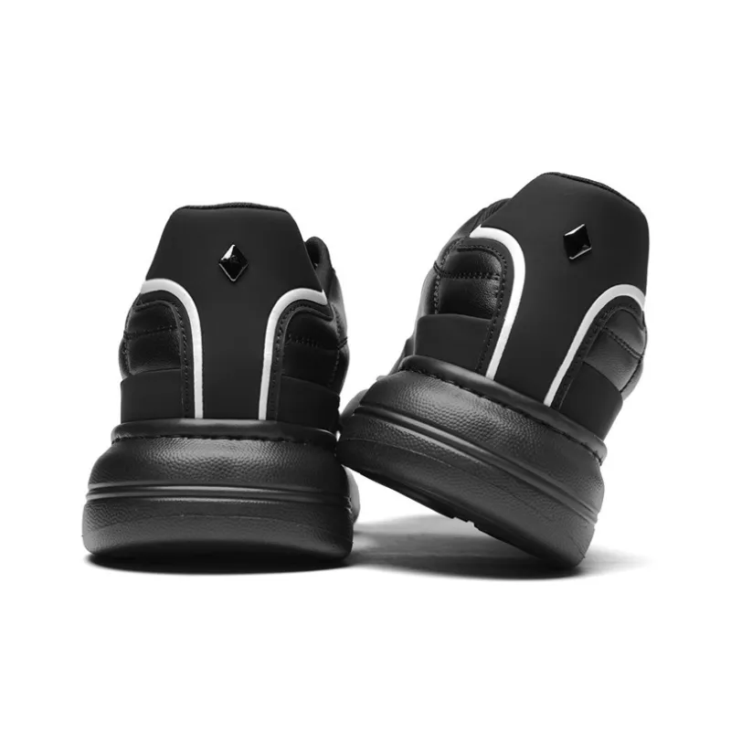 SEPTWOLVES Slip Resistant Cushioning Wear Resistant Low Top Skateboard Shoes Men's Black-3