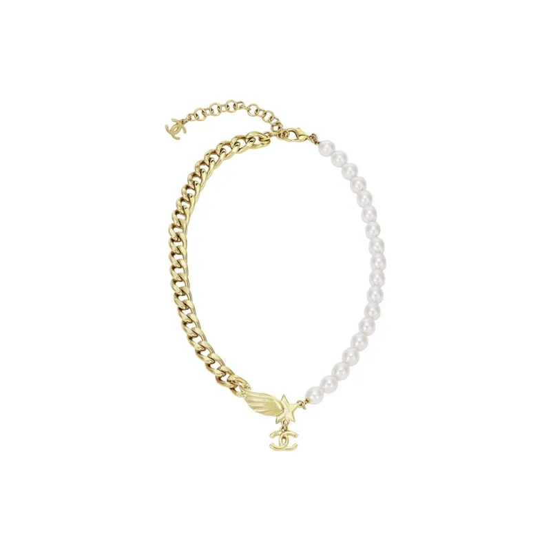 CHANEL Metal, Artificial Pearl, Rhinestone Necklaces Women's Gold-2