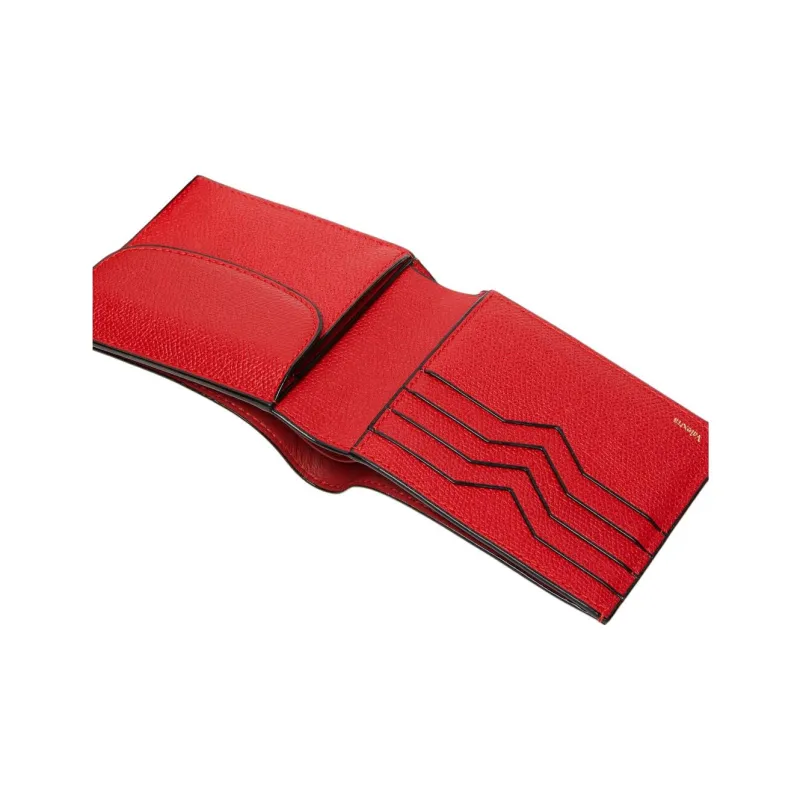 Valextra Millepunte Calfskin Coin Purse Wallet Men's Red-3