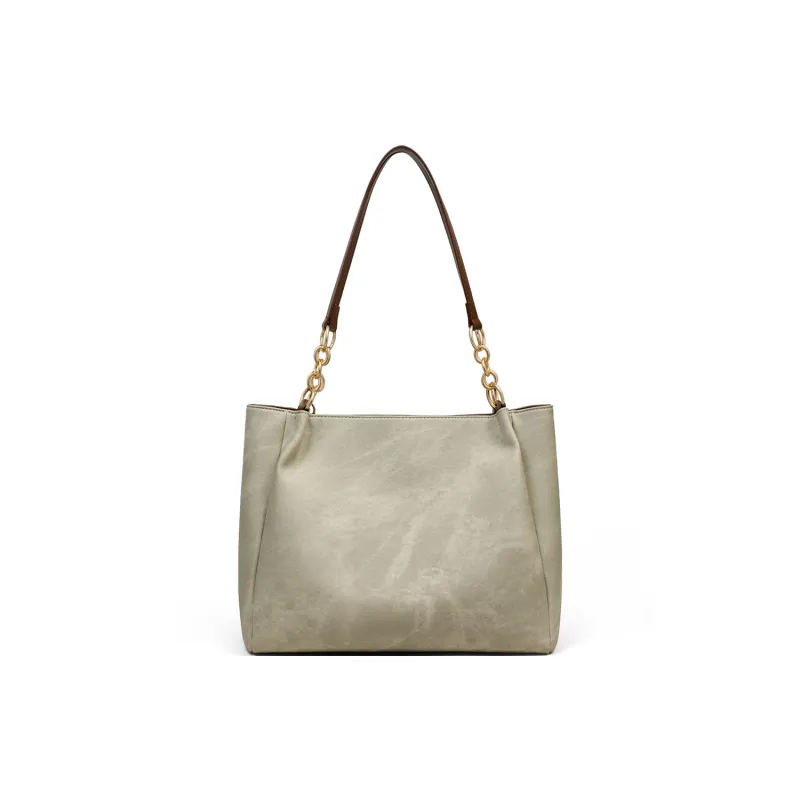 PT'SON Synthetic Leather Tote Bag, Shopping Bag, Underarm Bag, Shoulder Bag Regular Women's Gray-3