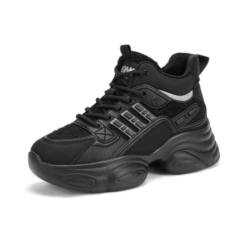 RED DRAGONFLY Platform Shoes Height Increasing Lightweight Mid Top Casual Shoes Women's Black Brown