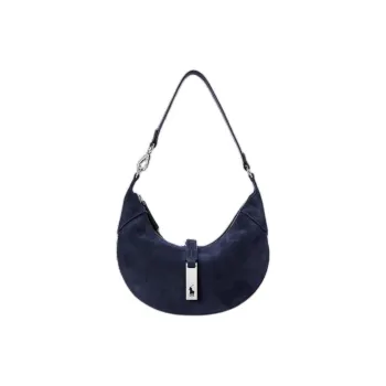 Polo Ralph Lauren Polo ID Cow Leather Handbag, Shoulder Bag Mini Women's Navy Blue