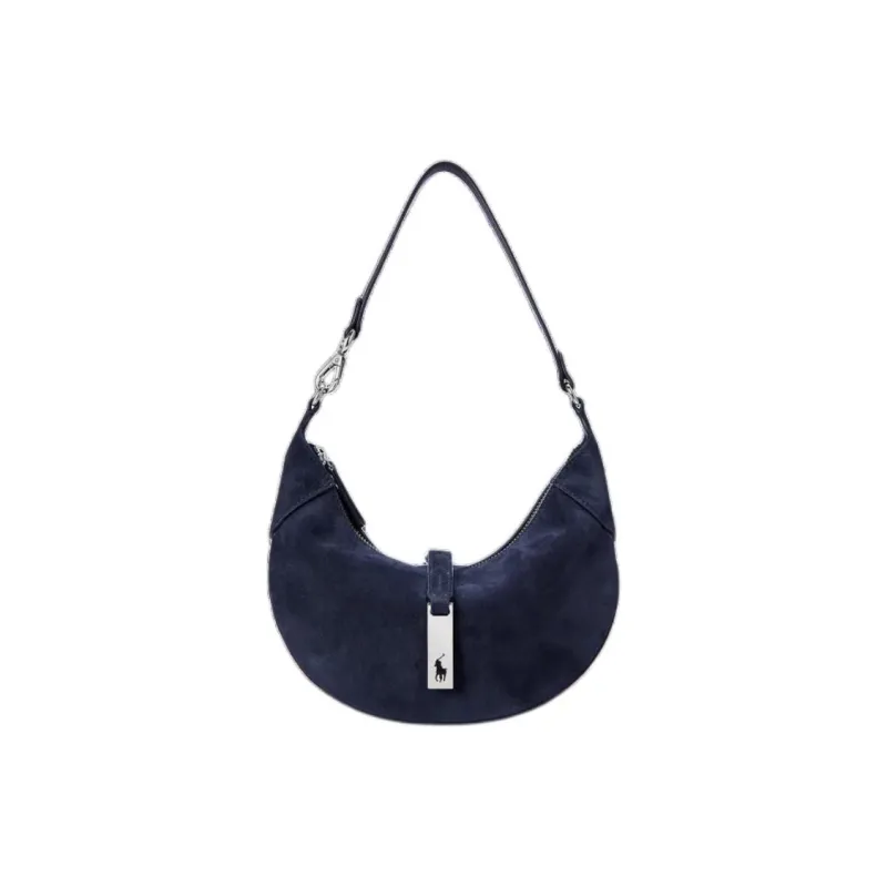 Polo Ralph Lauren Polo ID Cow Leather Handbag, Shoulder Bag Mini Women's Navy Blue-0