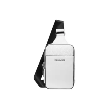 MICHAEL KORS MK Cooper Cow Leather Sling Bag, Shoulder Bag, Crossbody Bag Medium Size Men's Bright White
