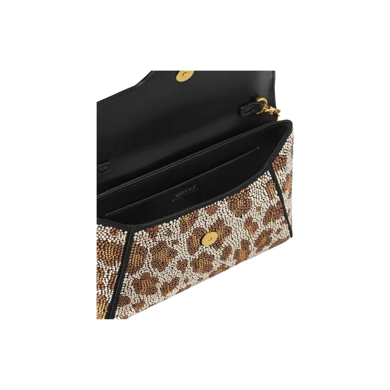 VERSACE Viscose One Shoulder Crossbody Clutches Women's Gold-4