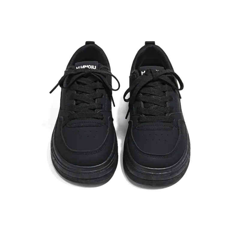 HUANQIU Abrasion Resistant Slip Resistant Low Top Skateboard Shoes Women's All Black-2
