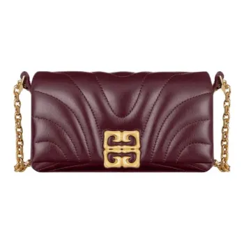 GIVENCHY Calfskin Wallet Crossbody Bag Shoulder Bag Women's Deep Red