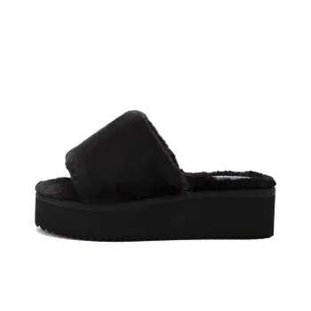 BOREE EVA Fuzzy Slip Resistant Slide Slippers Women's Black