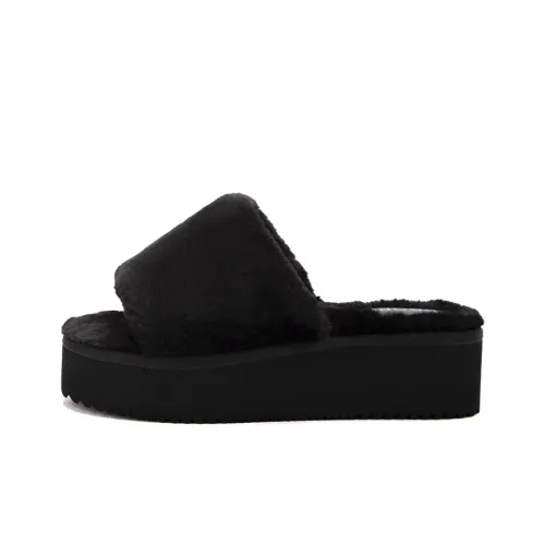BOREE EVA Fuzzy Slip Resistant Slide Slippers Women's Black