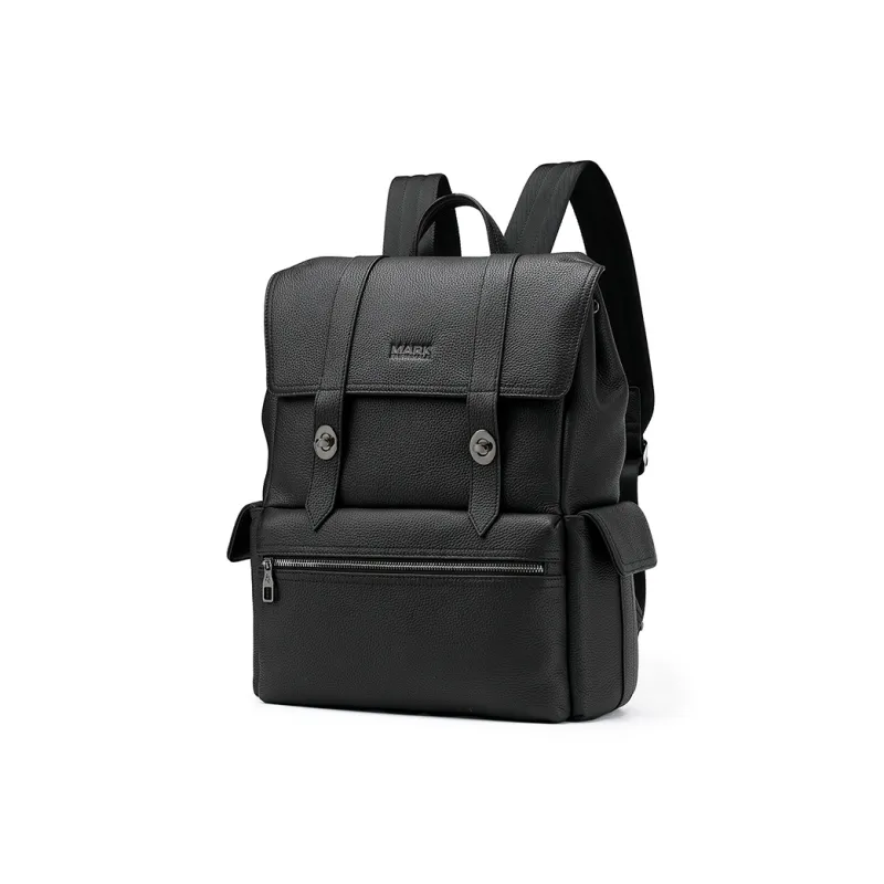 FAIRWHALE Cow Leather Backpack Tubas Men's Black-0