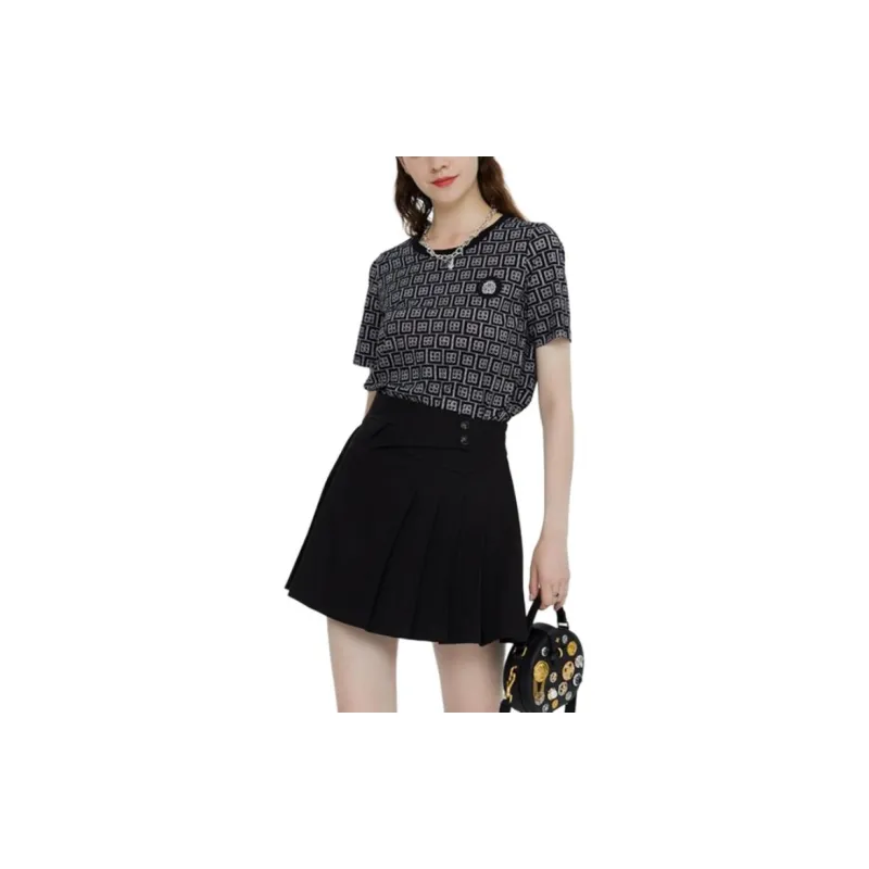 BESIONIA SS21 T Shirt Women's Black Geometric Pattern-1