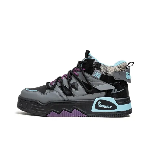 Warrior Anti Slip And Wear Resistant Lightweight High Top Casual Shoes Men's Dark Gray