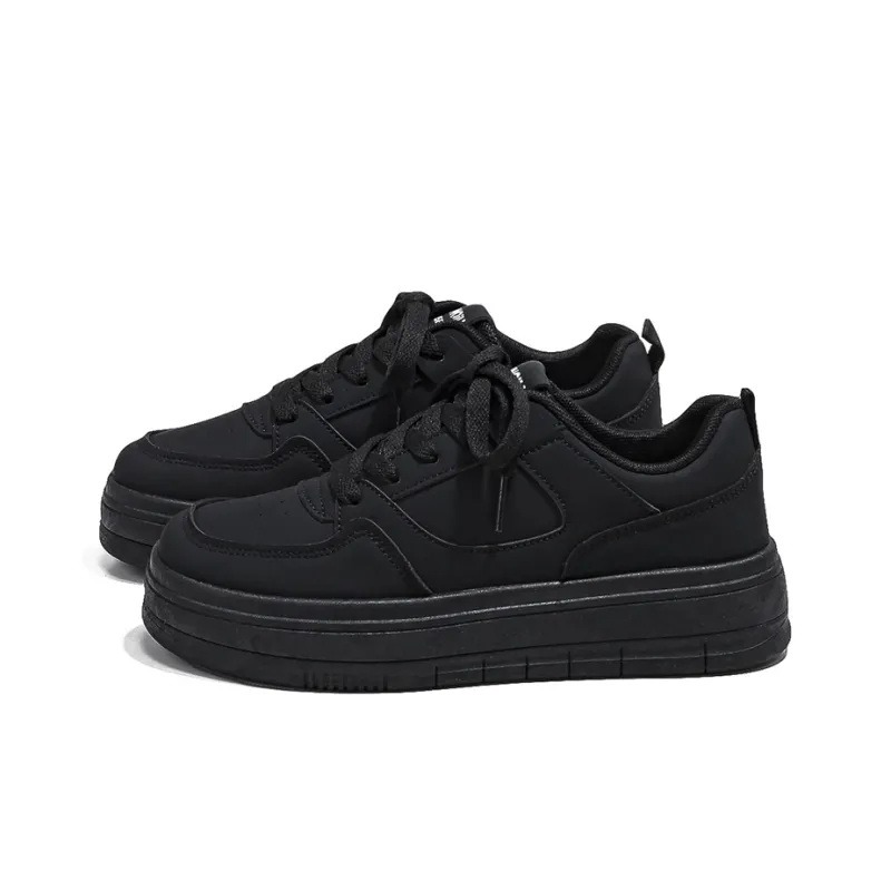 HUANQIU Abrasion Resistant Slip Resistant Low Top Skateboard Shoes Women's All Black-1