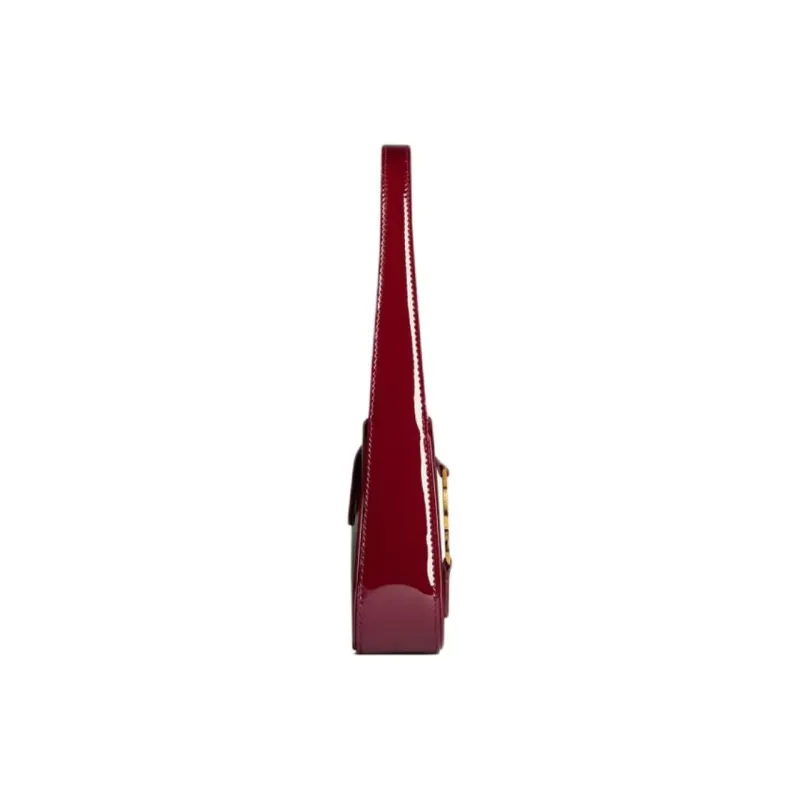 SAINT LAURENT Patent Leather Handbag Mini Women's Burgundy-2