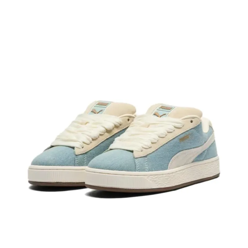 PUMA Suede XL Anti Slip Wear Resistant Low Top Skateboard Shoes Women's Blue Beige-2