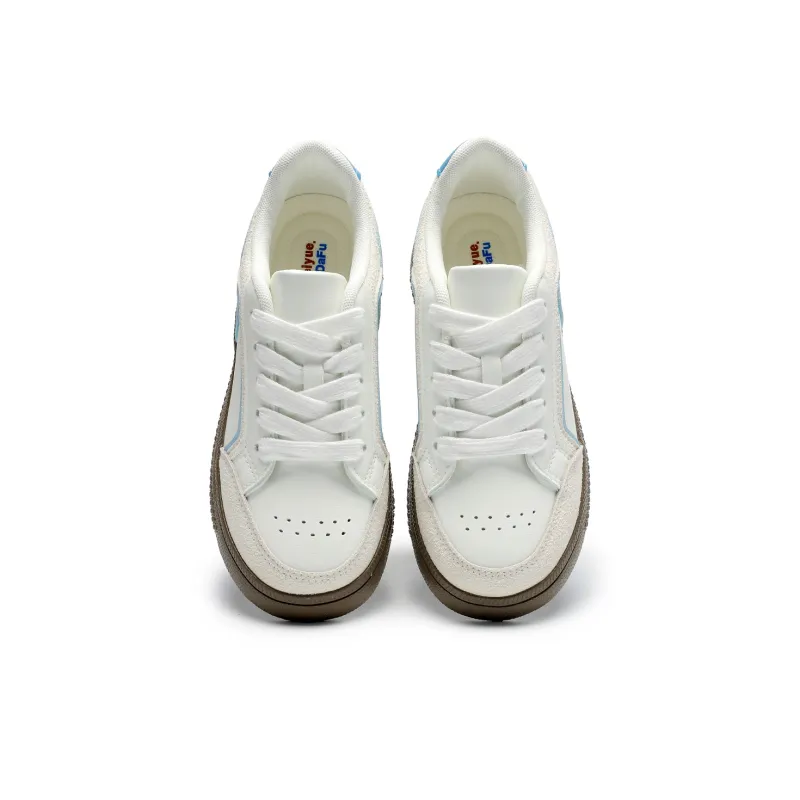 Feiyue Anti-Slip And Wear-Resistant Breathable Low-Top Skateboard Shoes Women's White Blue-3