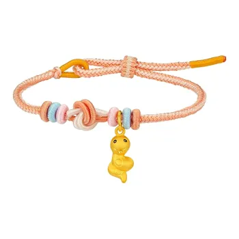 LET'S BLING Chinese Zodiac Collection # Good Luck 3D Hard Gold Snake Fortune Bead Fixed Price Gold Bracelet Unisex
