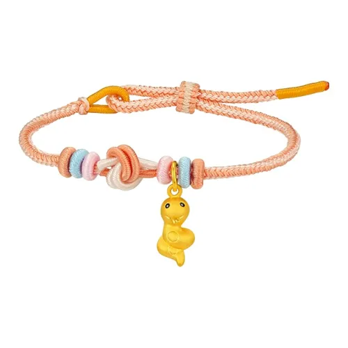 LET'S BLING Chinese Zodiac Collection # Good Luck 3D Hard Gold Snake Fortune Bead Fixed Price Gold Bracelet Unisex