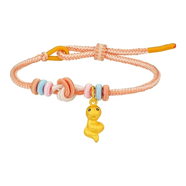 LET'S BLING Chinese Zodiac Collection # Good Luck 3D Hard Gold Snake Fortune Bead Fixed Price Gold Bracelet Unisex-0
