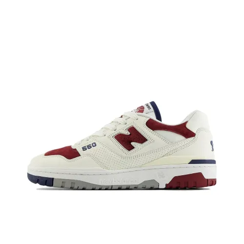 New Balance NB 550 Anti Slip Wear Resistant Low Top Casual Shoes Unisex White Red