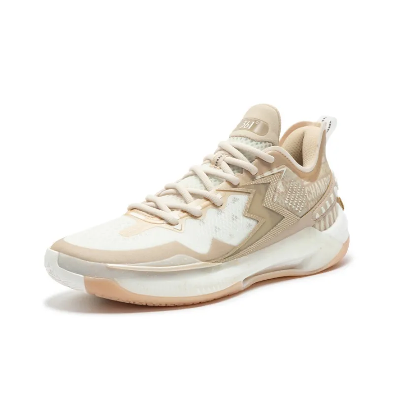 361° BIG3 5.0 Quick PRO Cushioned Wear Resistant Coverage Low Top Carbon Plate Basketball Shoes Men's White Gold-1