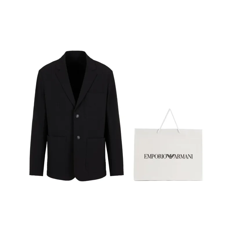 EMPORIO ARMANI Single breasted Jacket In Technical Seersucker Fabric-1