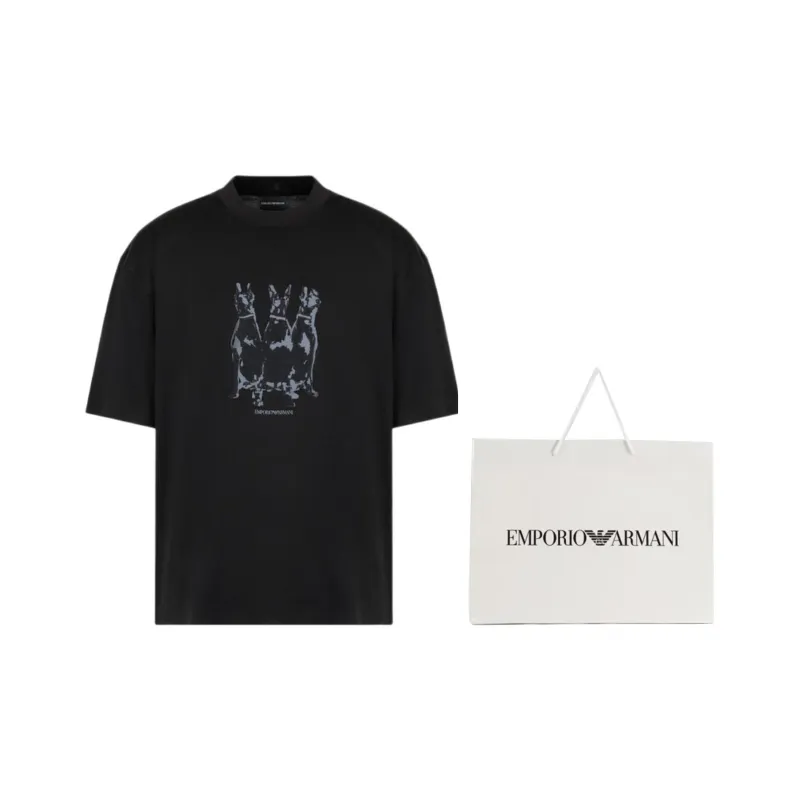 EMPORIO ARMANI Lyocell blend Jersey Oversized T shirt With Dobermann Embroidery And Print-5