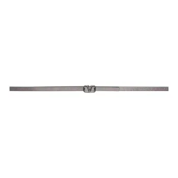 Valentino Calfskin Leather Belts Women's Gray Width: 1.5cm